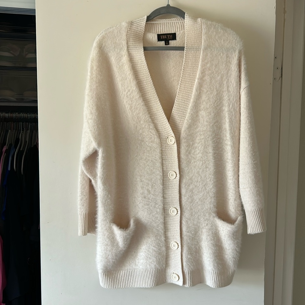 Truth button up fuzzy sweater size L
